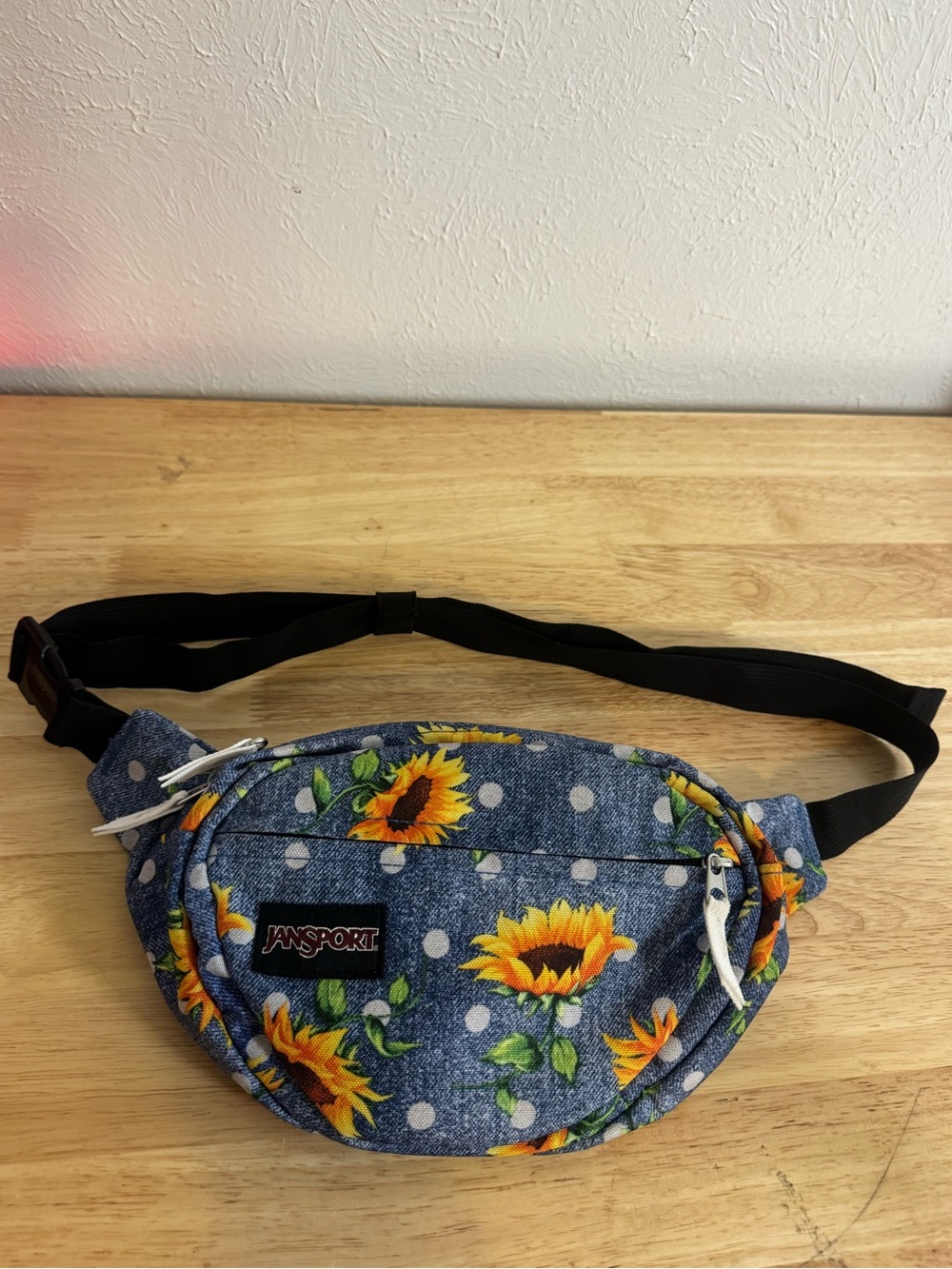 JANSPORT Denim Polka Dot Sunflower Fanny Pack